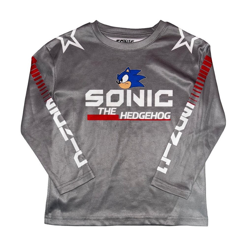 Sonic The Hedgehog Boys Gray Long Sleeve Graphic Tee Shirt Size Small